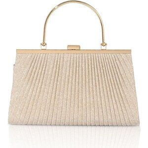 Versatile Glittery Gold Handbag - Transformative Clutch & Shoulder Bag Accessory